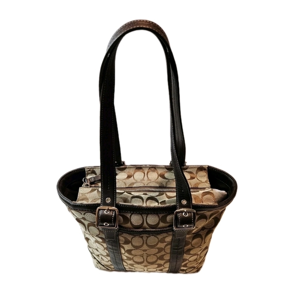 Coach Jaqcuered Medium Tote Brown Handbag F12645 EUC - Picture 5 of 16